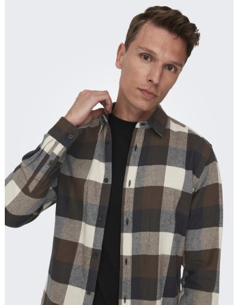 CAMISA M/L CUADROS FRANELA 22020301 ONSGUDMUND LS 3T CHECK SHIRT NOOS