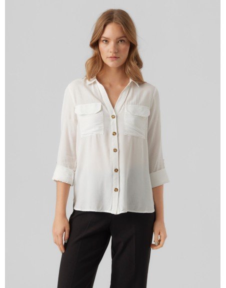 CAMISA LARGA M/L BOTONES GRANDES 10275283 VMBUMPY L/S SHIRT NEW WVN NOOS