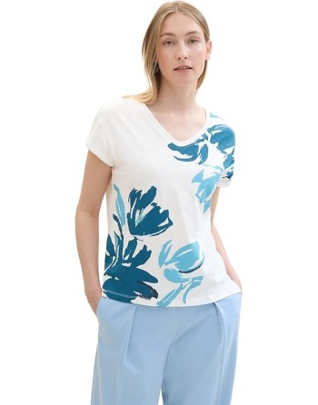 CAMISETA M/C ANCHITA CUELLO V FLORES 1041556 