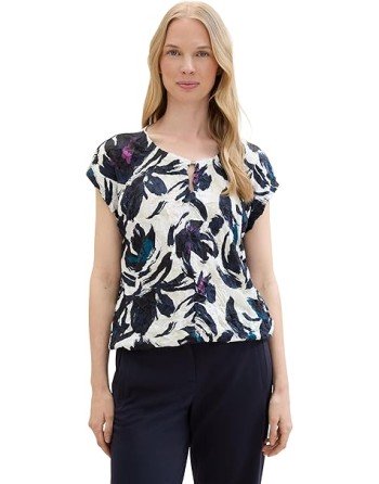 BLUSA M/C FLOREADA BROCHE CUELLO 1041532 