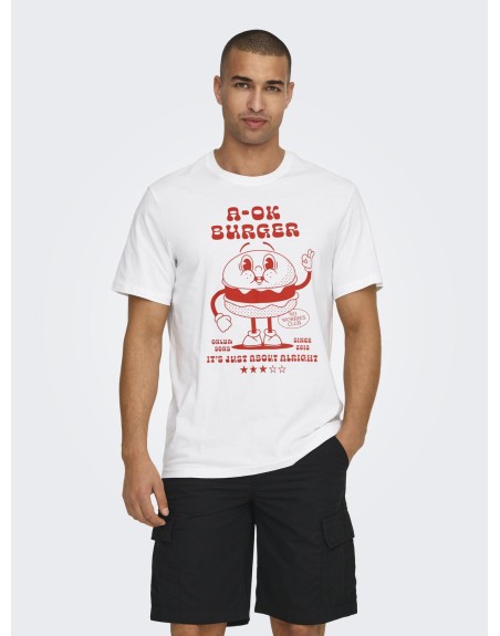 CAMISETA M/C A-OK BURGER 22030962 ONSMOKSH REG SS TEE CS