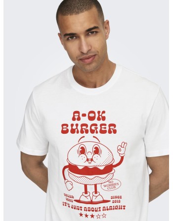 CAMISETA M/C A-OK BURGER 22030962 ONSMOKSH REG SS TEE CS