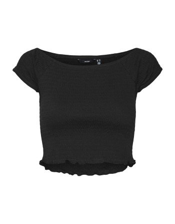 TOP CORTITO M/C NIDO DE ABEJA 10304441 VMHADI OFF SHOULDER CROP TOP JRS SPE