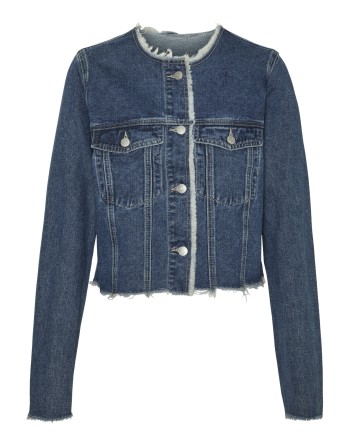 CHAQUETA TEJANA CUELLO REDONDO DETALLE FLECOS 10309692 VMKIRI LS EDGE DENIM JACKET GU3214