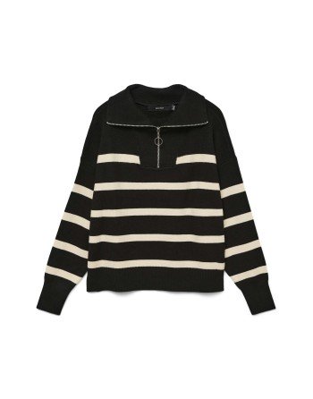 JERSEY PUNTO RAYAS CUELLO ALTO DETALLE CREMALLERA 10269246 VMSABA STRIPE LS HIGHNECK BLOUSE GA NOOS