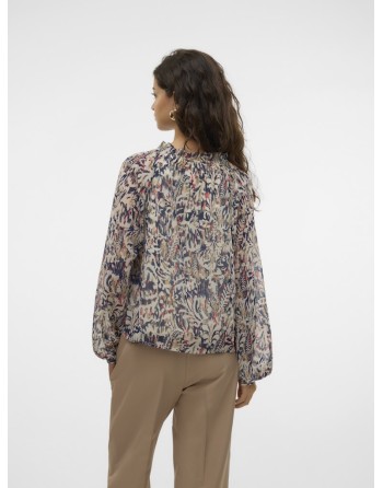 BLUSA M/L ESTAMPADA BOTONES CUELLO CON CORDÓN 10326878 VMHOLLY LS TIE SHIRT WVN GA