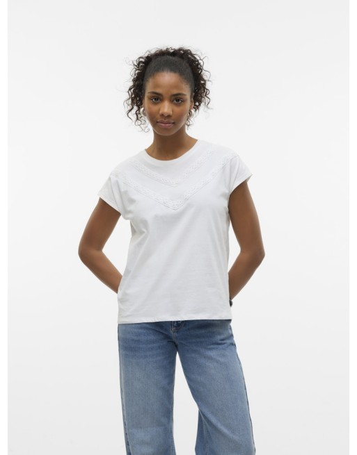 CAMISETA M/C DETALLE ENCAJE 10329678 VMPANNA AVA SS TOP JRS
