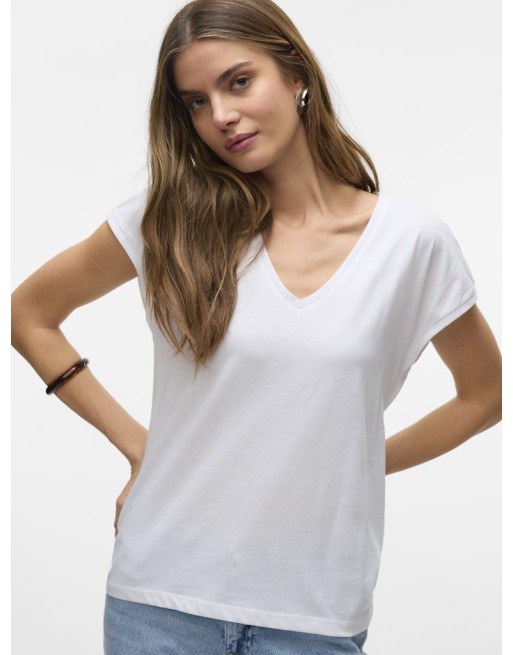 CAMISETA M/C BÁSICA CUELLO V 10327678 VMLUNA SS V-NECK TEE JRS NOOS