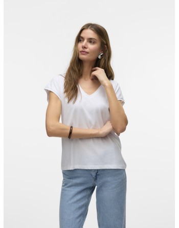 CAMISETA M/C BÁSICA CUELLO V 10327678 VMLUNA SS V-NECK TEE JRS NOOS