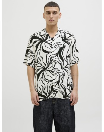 CAMISA M/C CUELLO V ESTAMPADO IRREGULAR 12268994 JJJEFF MONOCHROME RESORT SHIRT SS
