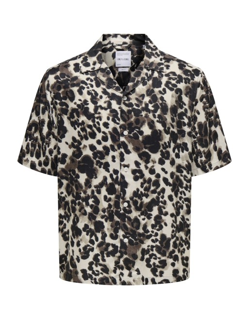 CAMISA M/C CUELLO V ANIMAL PRINT 22032640 ONSROCKET REG SS RESORT AOP SHIRT
