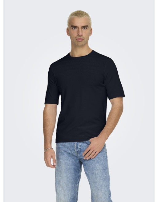 CAMISETA M/C PUNTO BÁSICA CUELLO REDONDO 22022928 ONSWYLER LIFE REG 14 SS KNIT NOOS