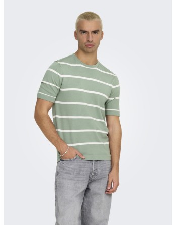 CAMISETA M/C PUNTO RAYAS CUELLO REDONDO 22032764 ONSWYLER LIFE REG 14 SS STRIPED KNIT