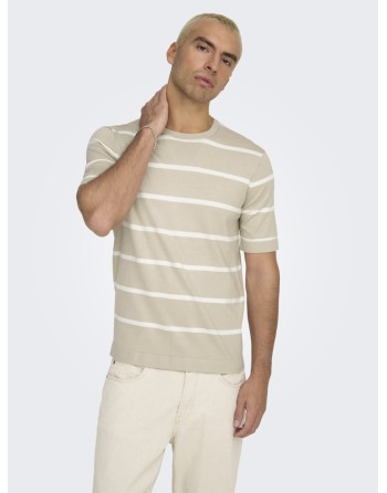 CAMISETA M/C PUNTO RAYAS CUELLO REDONDO 22032764 ONSWYLER LIFE REG 14 SS STRIPED KNIT