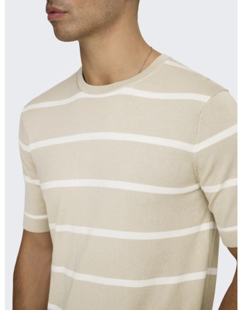 CAMISETA M/C PUNTO RAYAS CUELLO REDONDO 22032764 ONSWYLER LIFE REG 14 SS STRIPED KNIT