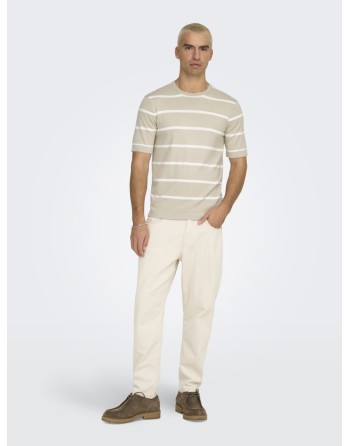 CAMISETA M/C PUNTO RAYAS CUELLO REDONDO 22032764 ONSWYLER LIFE REG 14 SS STRIPED KNIT