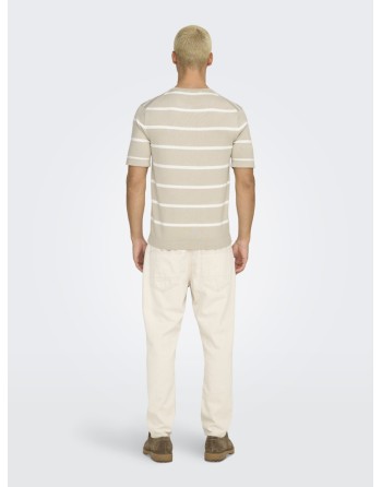 CAMISETA M/C PUNTO RAYAS CUELLO REDONDO 22032764 ONSWYLER LIFE REG 14 SS STRIPED KNIT