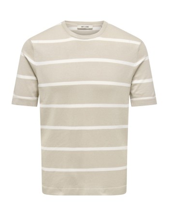 CAMISETA M/C PUNTO RAYAS CUELLO REDONDO 22032764 ONSWYLER LIFE REG 14 SS STRIPED KNIT