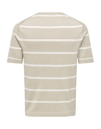 CAMISETA M/C PUNTO RAYAS CUELLO REDONDO 22032764 ONSWYLER LIFE REG 14 SS STRIPED KNIT