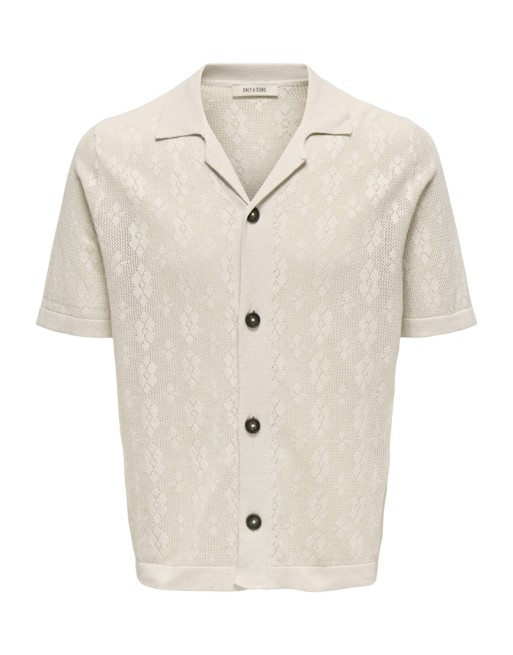 CAMISA M/C PUNTO CALADA CUELLO V 22033453 ONSKEN LIFE REG 12 SS SHIRT KNIT
