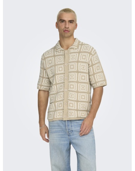 CAMISA M/C CROCHET CUADROS 22033329 ONSBART RLX 5 SS SHIRT KNIT NOOS