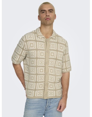 CAMISA M/C CROCHET CUADROS 22033329 ONSBART RLX 5 SS SHIRT KNIT NOOS