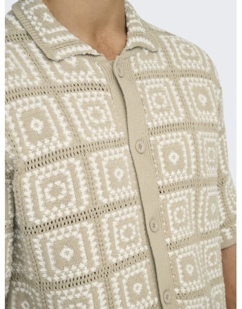 CAMISA M/C CROCHET CUADROS 22033329 ONSBART RLX 5 SS SHIRT KNIT NOOS