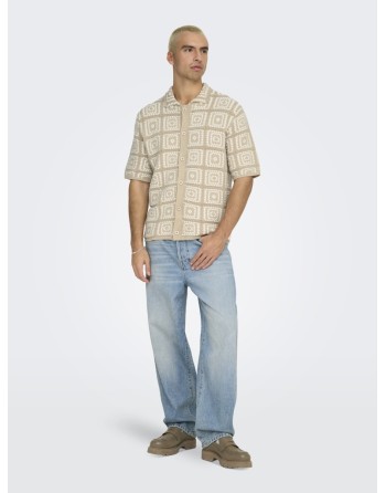 CAMISA M/C CROCHET CUADROS 22033329 ONSBART RLX 5 SS SHIRT KNIT NOOS