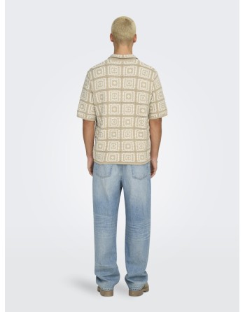CAMISA M/C CROCHET CUADROS 22033329 ONSBART RLX 5 SS SHIRT KNIT NOOS