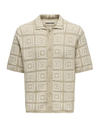 CAMISA M/C CROCHET CUADROS 22033329 ONSBART RLX 5 SS SHIRT KNIT NOOS
