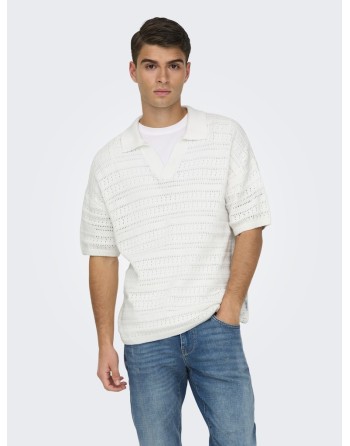 POLO M/C PUNTO CALADO CUELLO ABIERTO 22031835 ONSGRAYSON DS 5 CHOCHET POLO KNIT NOOS