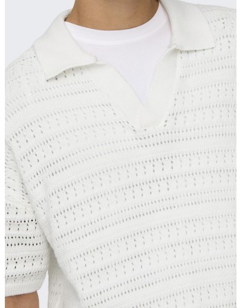 POLO M/C PUNTO CALADO CUELLO ABIERTO 22031835 ONSGRAYSON DS 5 CHOCHET POLO KNIT NOOS