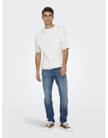POLO M/C PUNTO CALADO CUELLO ABIERTO 22031835 ONSGRAYSON DS 5 CHOCHET POLO KNIT NOOS