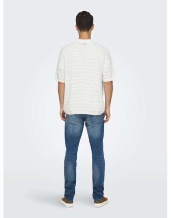 POLO M/C PUNTO CALADO CUELLO ABIERTO 22031835 ONSGRAYSON DS 5 CHOCHET POLO KNIT NOOS