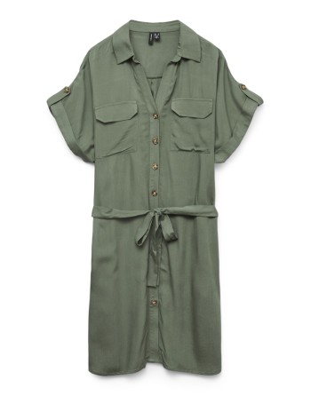 VESTIDO CAMISERO M/C CORTE LOOSE CIERRE BOTONES 10325828 VMBUMPY SS SHORT SHIRT DRESS WVN GA NOOS