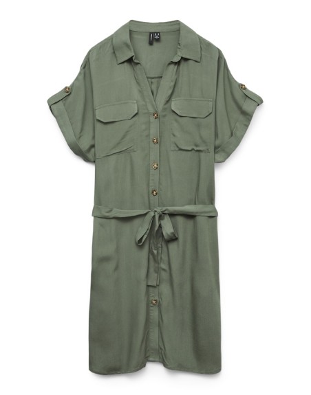 VESTIDO CAMISERO M/C CORTE LOOSE CIERRE BOTONES 10325828 VMBUMPY SS SHORT SHIRT DRESS WVN GA NOOS