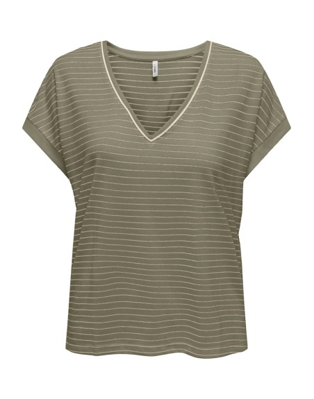 CAMISETA CUELLO V 15343323 ONLNECK GLITTER TOP JRS