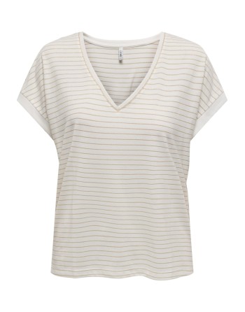 CAMISETA CUELLO V 15343323 ONLNECK GLITTER TOP JRS