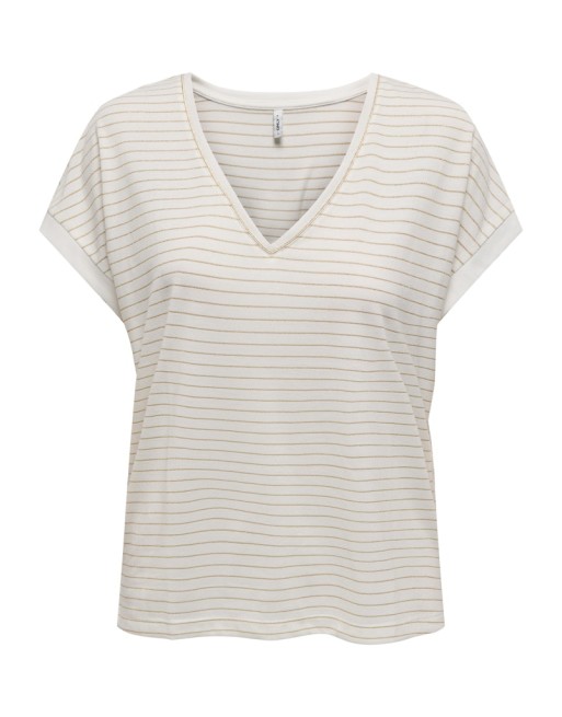 CAMISETA CUELLO V 15343323 ONLNECK GLITTER TOP JRS