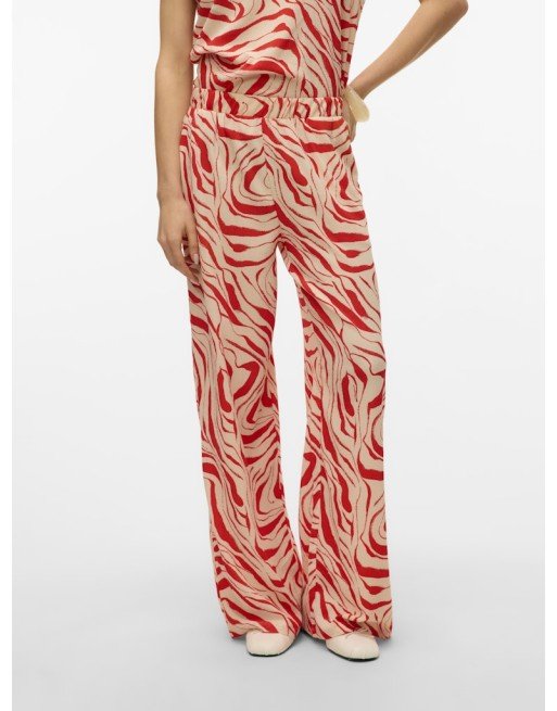 PANTALÓN FLUÍDO GOMA ESTAMPADO CEBRA 10322915 VMPOET HW LOOSE PANT JRS GA BOO