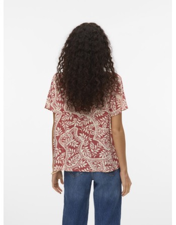BLUSA M/C CUELLO V CON LAZADA 10327060 VMBALI S/S V-NECK TOP WVN BTQ GA