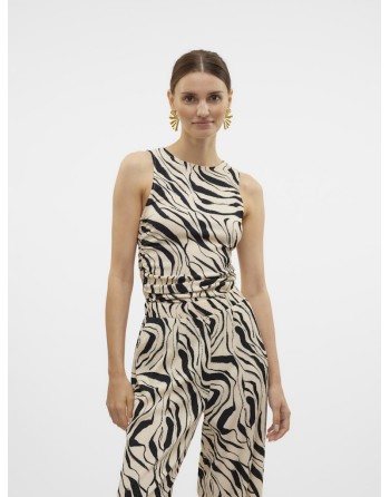 TOP SIN MANGAS DETALLE FRUNCIDO ESTAMPADO ANIMAL P 10322910 VMPOET SL ROUCHING TOP JRS GA BOO