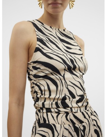 TOP SIN MANGAS DETALLE FRUNCIDO ESTAMPADO ANIMAL P 10322910 VMPOET SL ROUCHING TOP JRS GA BOO