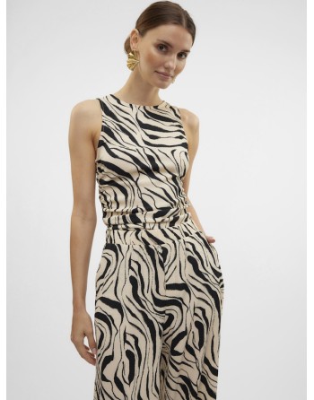 TOP SIN MANGAS DETALLE FRUNCIDO ESTAMPADO ANIMAL P 10322910 VMPOET SL ROUCHING TOP JRS GA BOO