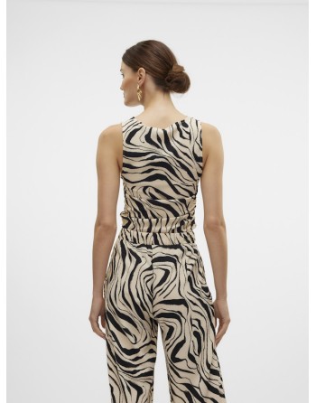 TOP SIN MANGAS DETALLE FRUNCIDO ESTAMPADO ANIMAL P 10322910 VMPOET SL ROUCHING TOP JRS GA BOO