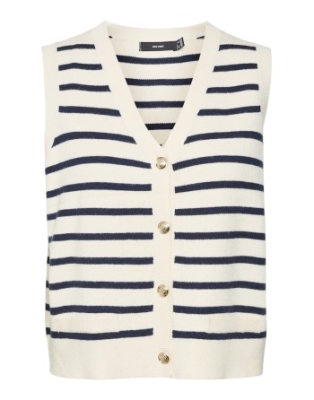 CHALECO CON BOTONES CUELLO V RAYAS 10323563 VMSABA SL V-NECK BUTTON VEST GA FR