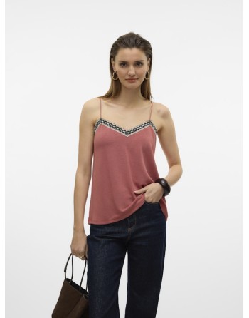 TOP TIRANTE FINO CUELLO CORAZÓN ENCAJE 10329130 VMBINNA SINGLET V-NECK TOP WVN BTQ