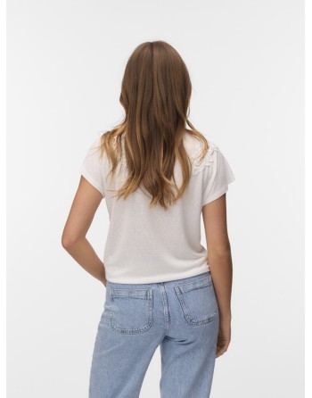 CAMISETA CUELLO V CON CALADO EN LAS MANGAS 10327569 VMBILSA S/SV-NECK T-SHIRT JRS BTQ