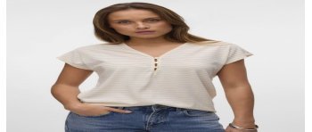 CAMISETA RAYA GLITTER C/BOTONES DELANTEROS 10325479 VMBALOLA C/S V-NECK TOP JRS BTQ