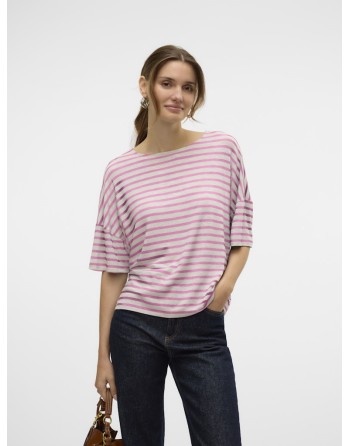 CAMISETA DE RAYA CUELLO REDONDO 10324110 VMHOLLY 2/4 TOP JRS